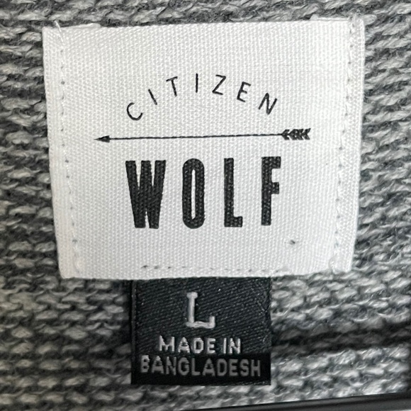 Citizen Wolf Chunky Knit Cardigan Elbow Patches Button Down Gray Size Large - Picture 6 of 8